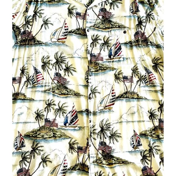 The Foundry Supply Co Hawaiian Shirt Aloha Style 3XLT Button Front Big Men Flags - Picture 2 of 6